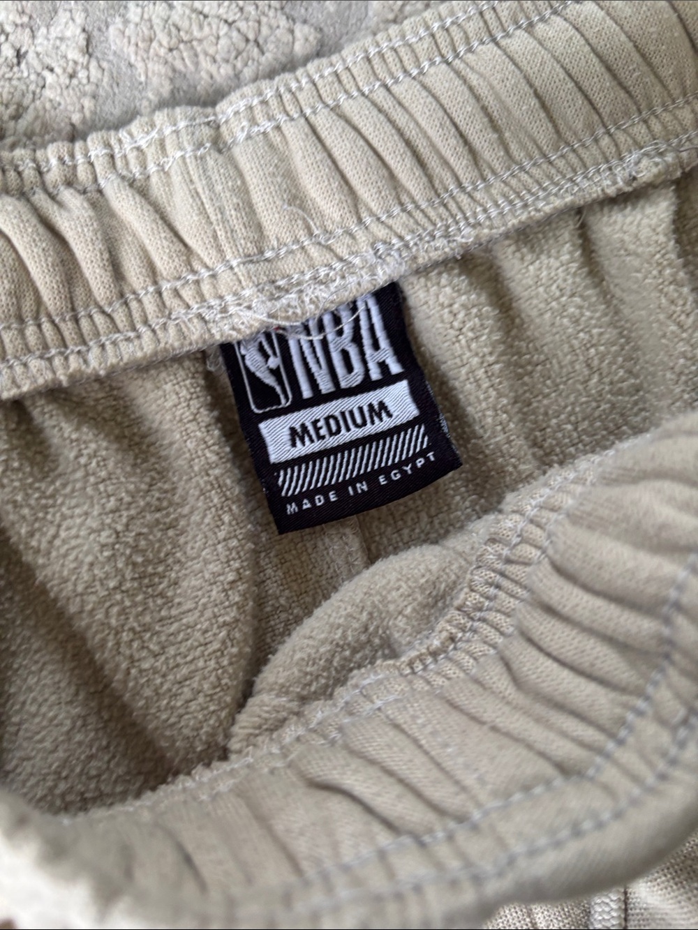 NBA Cream Athletic Fleece Shorts with Logo - Picture 2 of 4